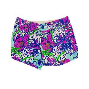 Lilly Pulitzer  The Callahan Shorts Low rise Blue Pink Floral 71357 size 00